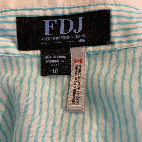 FDJ striped clear green and white long shirt Size 10 - Picture 8 of 13